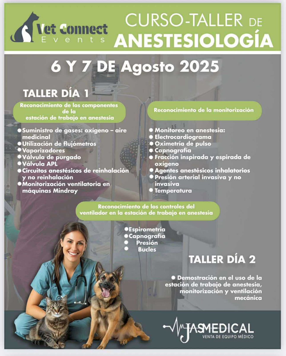 SQUENDA's tweet photo. 📢 ULTIMOS LUGARES 📢 📍 Curso-Taller de Anestesiología
👤 Dr. José Antonio Ibancovichi Camarillo
📅 6 y 7 agosto 2025
😉 Organiza: #VetConnect
📍 CEUNI Puebla, plantel Valsequillo
📩 Informes: vet.connect@couni.edu.mx ó 👇
📲+52 2224637616 https://t.co/8RLjqjj4mv