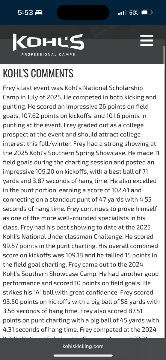 Elijah Frey 5⭐️ (@elijahfrey99) on Twitter photo Improved my ranking to #47 at kicking and #35 at punting in the country 🇺🇸. This puts me as one of the top combos in the country! <a href="/KohlsKicking/">Kohl's Kicking Camps</a>
<a href="/CoachMarcNolan/">Coach Marc Nolan</a> <a href="/Slytown83/">Sylvester Lake</a> <a href="/ItsCoachJuice/">Coach Grant Johnson</a> <a href="/Nawf_Recruits/">Norcross High School Football Recruits</a> <a href="/Norcross_FB/">Norcross Football</a> <a href="/Coach_Blocker/">Kyle Blocker</a> <a href="/JohnweigleIII/">Coach John Weigle III</a> <a href="/ericponio/">Eric Ponio</a> <a href="/coachclayisbell/">Clay Isbell</a> Improved my ranking to #47 at kicking and #35 at punting in the country 🇺🇸. This puts me as one of the top combos in the country! <a href="/KohlsKicking/">Kohl's Kicking Camps</a>
<a href="/CoachMarcNolan/">Coach Marc Nolan</a> <a href="/Slytown83/">Sylvester Lake</a> <a href="/ItsCoachJuice/">Coach Grant Johnson</a> <a href="/Nawf_Recruits/">Norcross High School Football Recruits</a> <a href="/Norcross_FB/">Norcross Football</a> <a href="/Coach_Blocker/">Kyle Blocker</a> <a href="/JohnweigleIII/">Coach John Weigle III</a> <a href="/ericponio/">Eric Ponio</a> <a href="/coachclayisbell/">Clay Isbell</a>