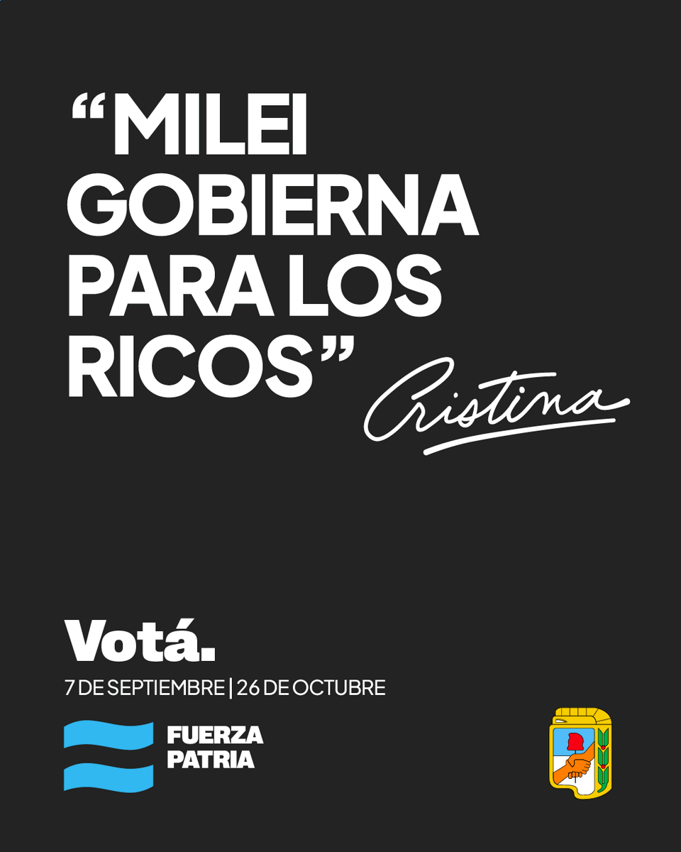 HugoDGregorio's tweet photo. Este 7 de septiembre votá por #FuerzaPatria 🇦🇷 para frenar a Milei.

@CFKArgentina ✌🏻 https://t.co/llbQZLEXph