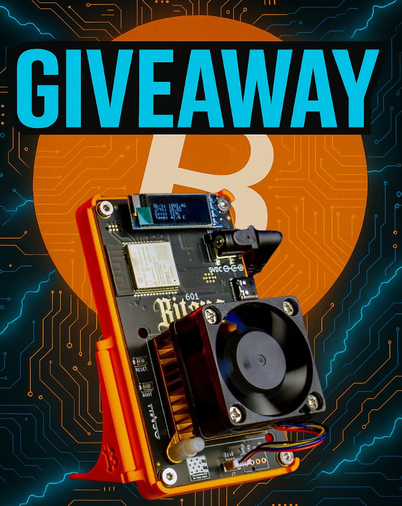 findmyblock (@findmyblock) on Twitter photo 🎯 FIRST BITAXE GIVEAWAY! 🎯
Win a Bitaxe Gamma & try your luck on our
BTC solo pool: findmyblock.xyz ⚡
Rules are simple:
✅ Follow <a href="/findmyblock/">findmyblock</a>
❤️ Like
🔄 Retweet
👥 Tag 2 friend who love Bitcoin
Drawing in 48 hours!
Good luck miners! 🔥
#Bitcoin #Mining 🎯 FIRST BITAXE GIVEAWAY! 🎯
Win a Bitaxe Gamma & try your luck on our
BTC solo pool: findmyblock.xyz ⚡
Rules are simple:
✅ Follow <a href="/findmyblock/">findmyblock</a>
❤️ Like
🔄 Retweet
👥 Tag 2 friend who love Bitcoin
Drawing in 48 hours!
Good luck miners! 🔥
#Bitcoin #Mining