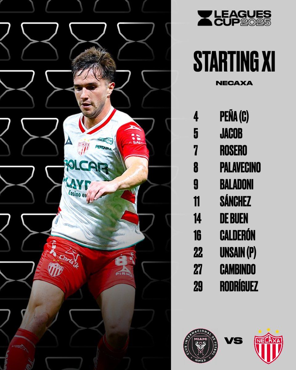 📋 ¡No se guardan nada! The starting XI's for <a href="/InterMiamiCF/">Inter Miami CF</a> vs. <a href="/ClubNecaxa/">Club Necaxa</a>

Enjoy #LeaguesCup2025 action on <a href="/AppleTV/">Apple TV</a>! 📺 apple.co/4lmQq7f