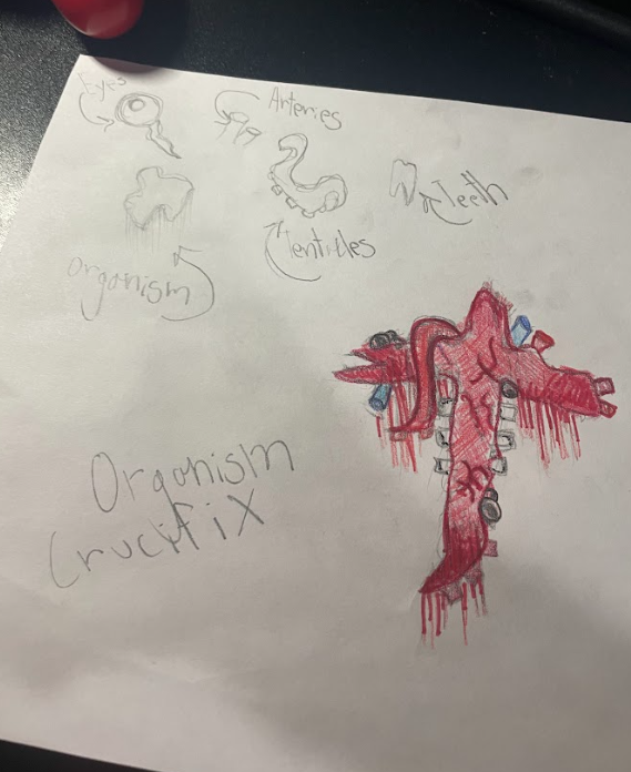 Maceface6000's tweet photo. @DoorsRoblox I present.. The Organism Crucifix! Made entirely out of bone and flesh! https://t.co/MSo5VmvWOn