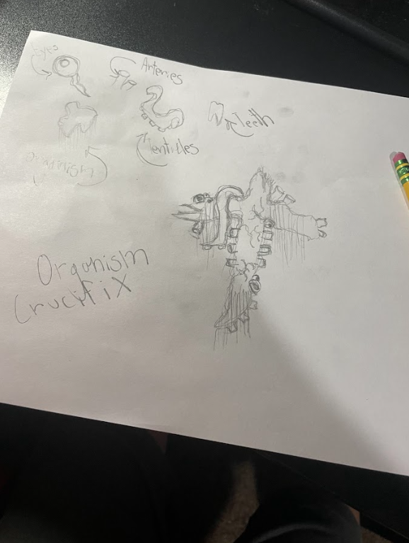 Maceface6000's tweet photo. @DoorsRoblox I present.. The Organism Crucifix! Made entirely out of bone and flesh! https://t.co/MSo5VmvWOn