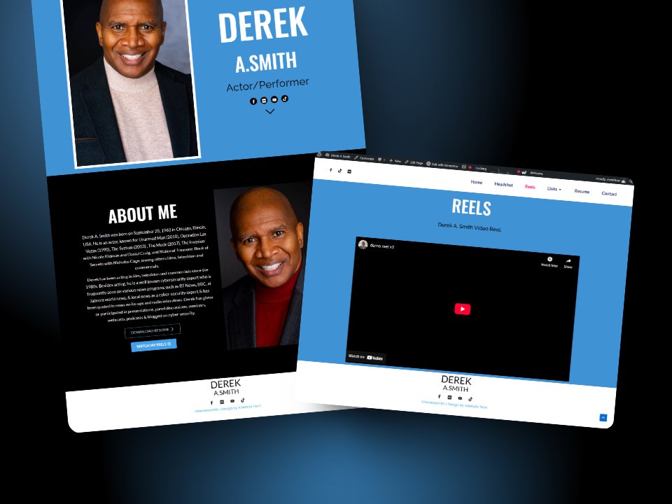 AdebyteToTech_'s tweet image. 🎬 Just designed this clean and professional actor/performer portfolio website!
Focused on bold visuals, smooth layout, and a strong first impression.

How would you rate this design from 1–10? 👇
#WebDesign #PortfolioDesign #ActorWebsite #UIDesign #FrontendDev #DesignInspiration
