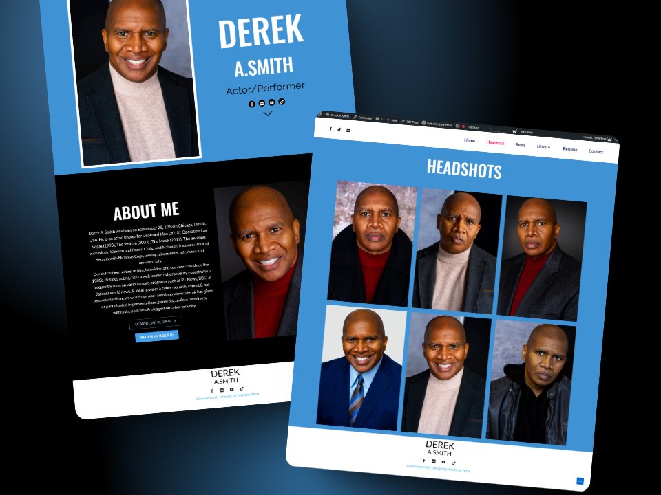AdebyteToTech_'s tweet image. 🎬 Just designed this clean and professional actor/performer portfolio website!
Focused on bold visuals, smooth layout, and a strong first impression.

How would you rate this design from 1–10? 👇
#WebDesign #PortfolioDesign #ActorWebsite #UIDesign #FrontendDev #DesignInspiration