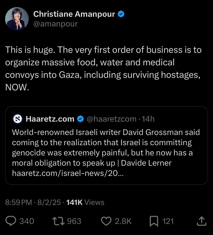*Sigh*
As Edward Said said decades ago Palestinians don’t have permission to narrate their own destruction. It can only be told by someone with supposed “authority” and through a Western gaze. Now dead Palestinians clamoring “yes it’s genocide” 20 months ago weren’t “huge” enough