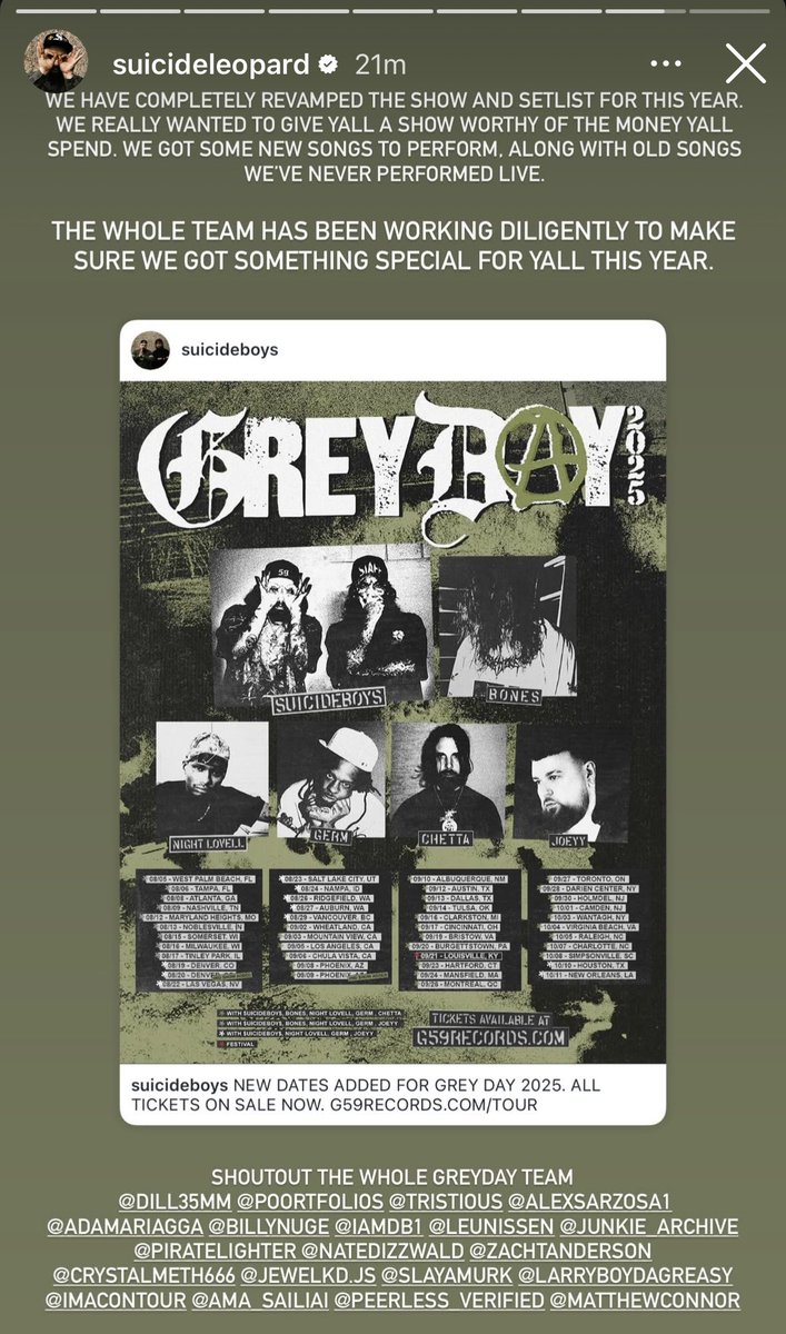 We got some words from Ruby saying they (the team) have “Completely revamped the show and setlist this year”

“New songs to perform, along with old songs we’ve never performed live”

This could be the greatest Grey Day Tour of all time 😭👀