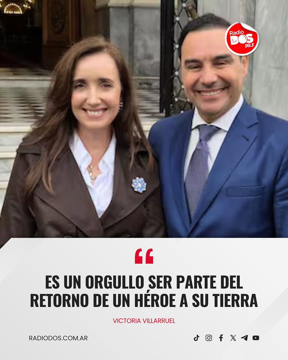 "Muchas gracias por invitarme. Estoy muy contenta de poder estar presente en la repatriación de los restos del Sargento Cabral. Quiero agradecer toda la hospitalidad que me da Corrientes cada vez que vengo a esta tierra. Me siento correntina"
Vicepresidente Victoria Villarruel 🇦🇷