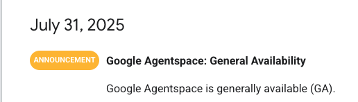 tkoskgch's tweet photo. 何の気なしに、AI Applications メニューを開いたら Agentspace が GA になっててびびった
#GoogleCloud #Agentspace https://t.co/9dZKEO2pwt