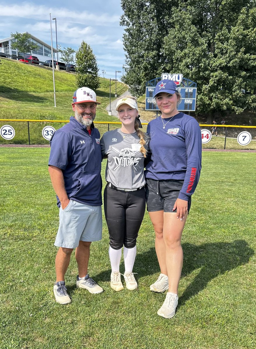 I had so much fun today at the <a href="/RMUSoftball/">RMU Softball</a> camp! It was great being able to meet some amazing people and learn even more about Robert Morris. Go Bobby Mo! ❤️🤍💙 <a href="/CoachJexx_RMU/">Coach Jexx</a> <a href="/maddywright__/">Maddy Wright</a> <a href="/coachbonnie36/">Coach Bonnie</a>