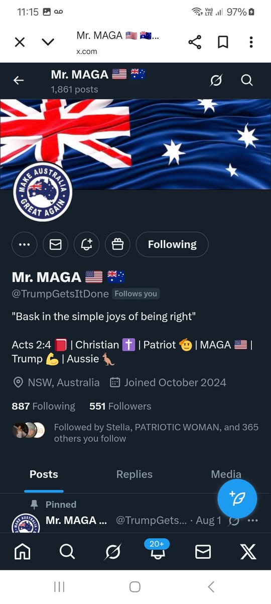 KJW (@hawkesbay69) on Twitter photo Anyone got a follow for a MAGA loving Aussie who FB, please give <a href="/TrumpGetsItDone/">Mr. MAGA ๐บ๐ธ ๐ฆ๐บ</a> a follow, repost ๐ช ๐ซถ ๐ ๐ฅ ๐บ๐ธ Anyone got a follow for a MAGA loving Aussie who FB, please give <a href="/TrumpGetsItDone/">Mr. MAGA ๐บ๐ธ ๐ฆ๐บ</a> a follow, repost ๐ช ๐ซถ ๐ ๐ฅ ๐บ๐ธ
