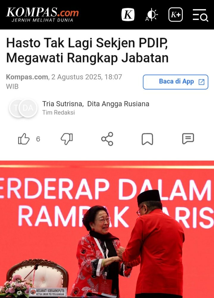 Kalau ini benar ...
Jenderal KARDUS kena PRANK
Cara kotor untuk dapat dukungan 
dibalas dengan kelicikan .
Hebatnya si Mak banteng .
Hastoh tidak jadi sekjen 
Artinya
Pemberian amnesti itu ,
Bukan urusan PARTAI , urusan pribadi hastoh .
Jenderal kardus d gerinda 
Dilecehkan 🤣