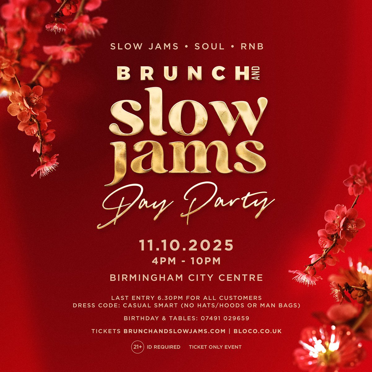 Brunch and Slow Jams

Saturday 11th October 2025

Nirvana Restaurant &amp; Bar
Birmingham City Centre 

Slow Jams - Rnb - Soul

Tickets:

Sweetrnb.com