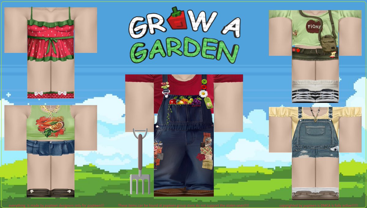 Popteen "Grow a Garden" Collection is OUT now!!!!🍎

roblox.com/groups/15598299
#roblox #robloxart #robloxclothing #growagarden