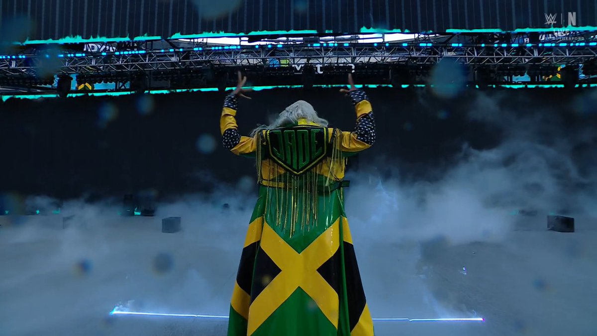 RhodesKotaEra's tweet image. Jade Cargill repping the Jamacian Heritage #Summerslam