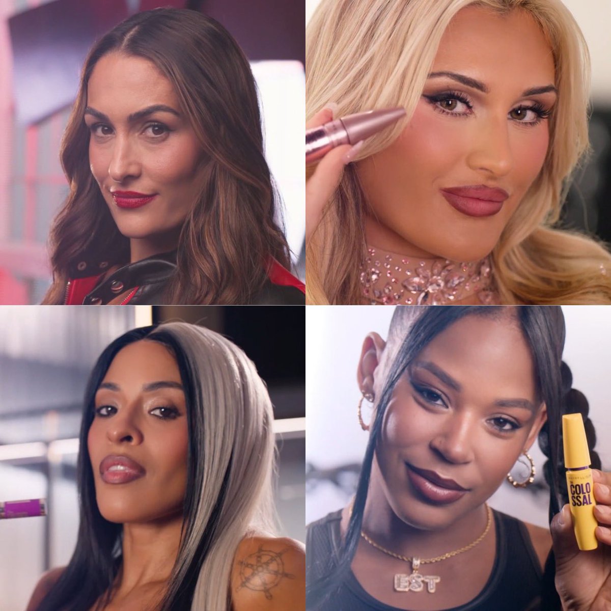 Nikki Bella, Tiffany Stratton, Zelina Vega &amp; Bianca Belair’s ad for Maybelline New York! 💄