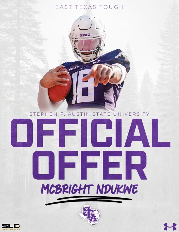 Honored and blessed 💜🪓 #AGTG <a href="/CoachCarthel/">Colby Carthel</a> <a href="/SFA_Football/">Lumberjack Football</a>