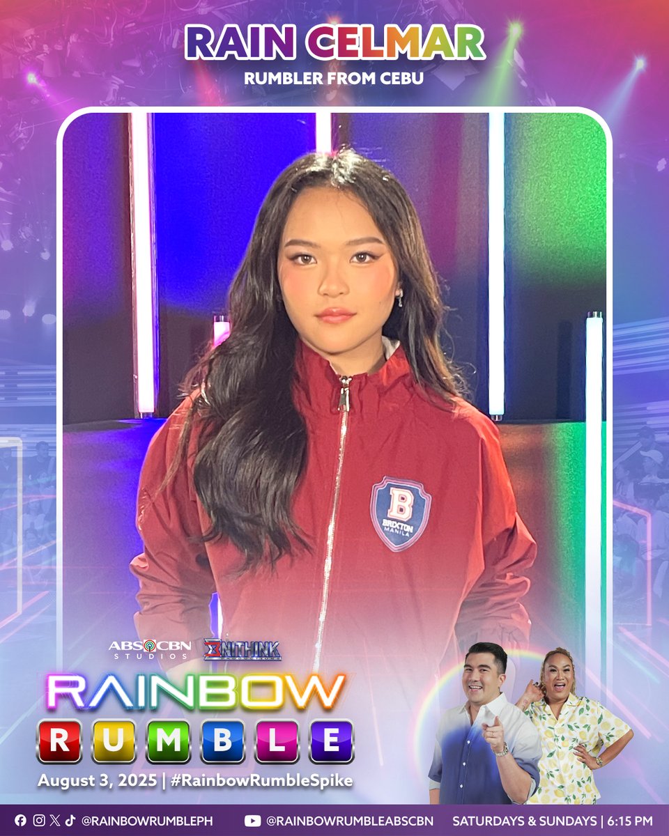 RainbowRumblePH's tweet photo. Handa na si Rain Celmar from Cebu, maka-abante kaya siya sa game platform? #RainbowRumbleSpike 🌈💪🏻

Abangan ang cast ng Love At First Spike sa #RainbowRumble ngayong Linggo, 6:15PM sa Kapamilya Channel, Kapamilya Online Live, A2Z, at AllTV. Mapapanood din sa iWant at TFC. https://t.co/9dVMkGyHnN