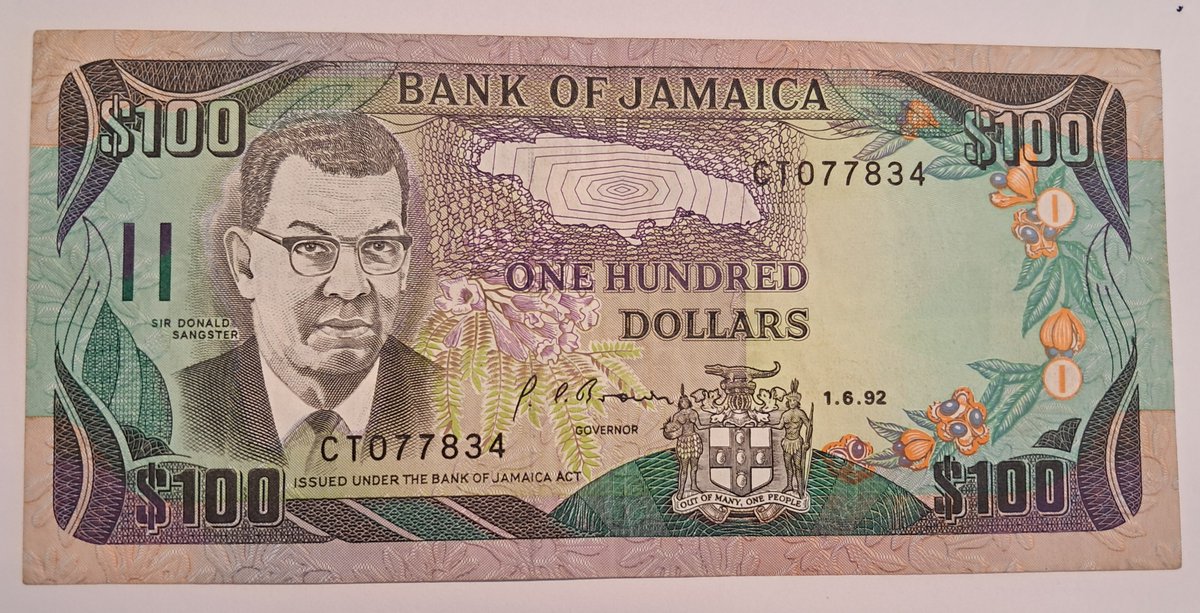 bashirahmed57's tweet image. Jamica Bank Notes:
Vintage Jamaican Vibes 1992 $100 note honors Sir Donald Sangster &amp;amp; showcases the stunning Dunn’s River Falls Piece of history with island soul 
#BanknoteCollector #CurrencyCollection #Numismatics #IslandCurrency #SirDonaldSangster #CaribbeanCurrency #Vintag