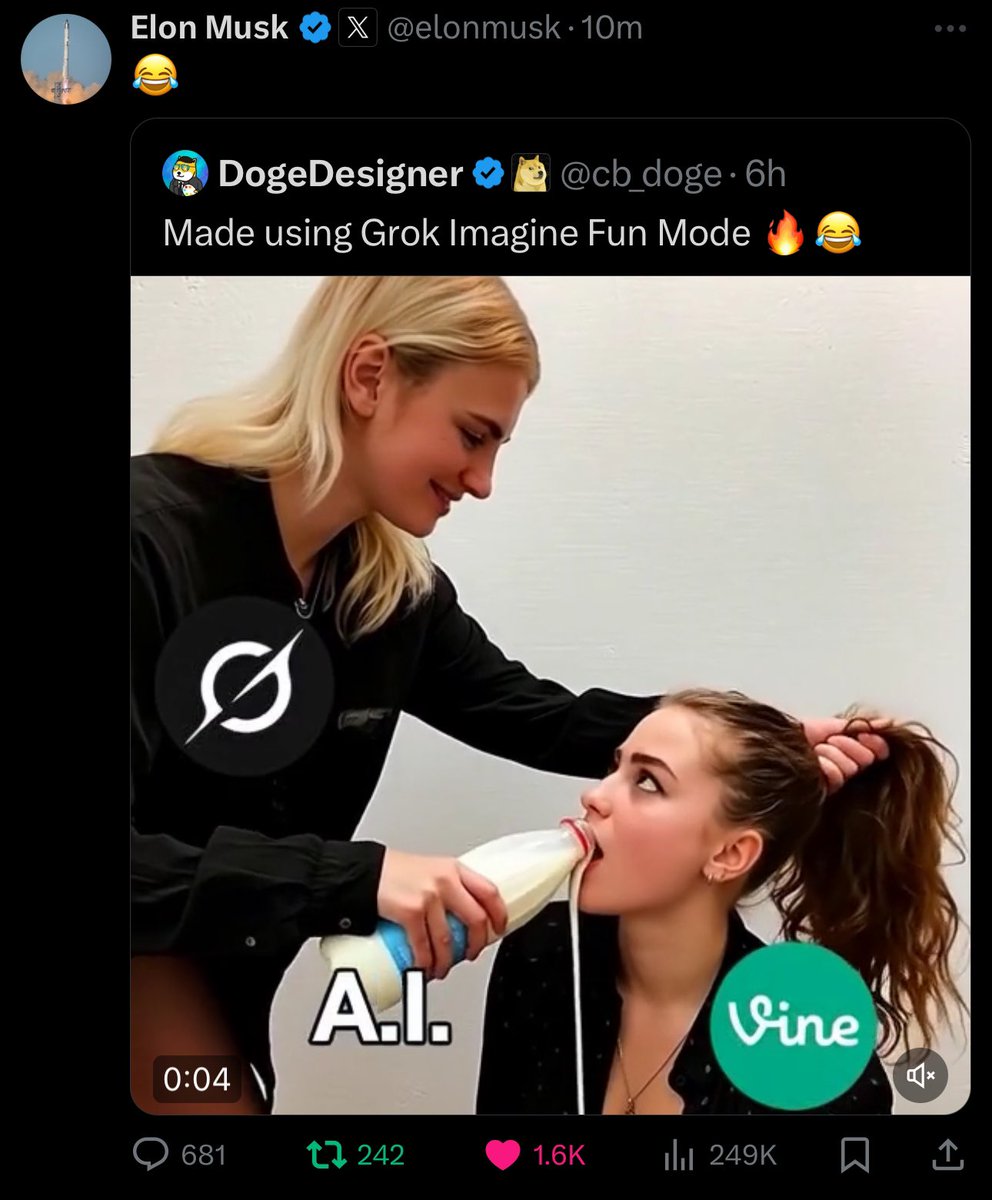This meme literally shows AI feeding Vine.

Imagine is the tool.
Vine is the platform.

Imagine doesn’t replace Vine — it powers it. 

Elon just lowkey confirmed the play.

$VINE