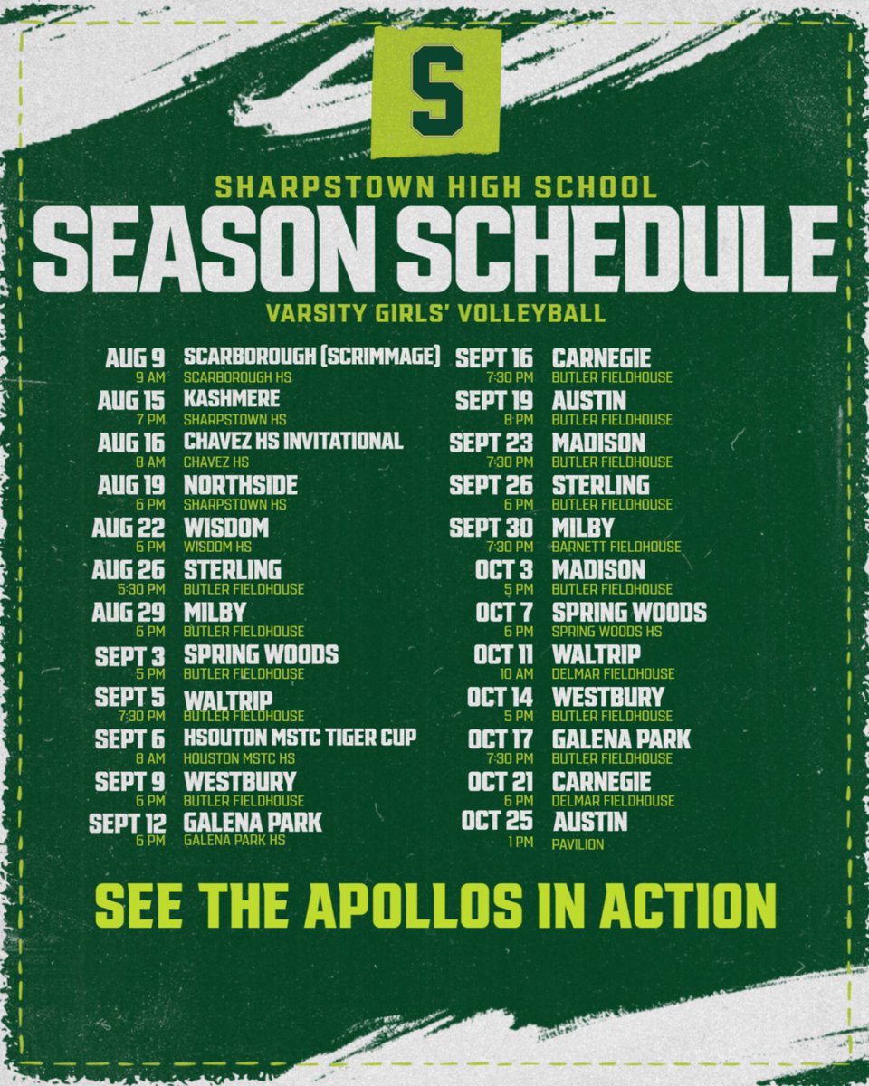 VOLLEYBALL...this is the updated schedule for the APOLLOS as they start action next week!