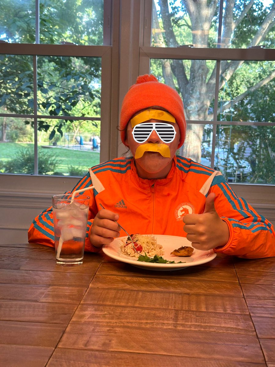 I wanted a family dinner tonight. Of course my kids decided to make it themed. The 13 year old dressed up as the Lorax &amp; told us repeatedly that she speaks for the trees. Teens are flippin’ funny.
