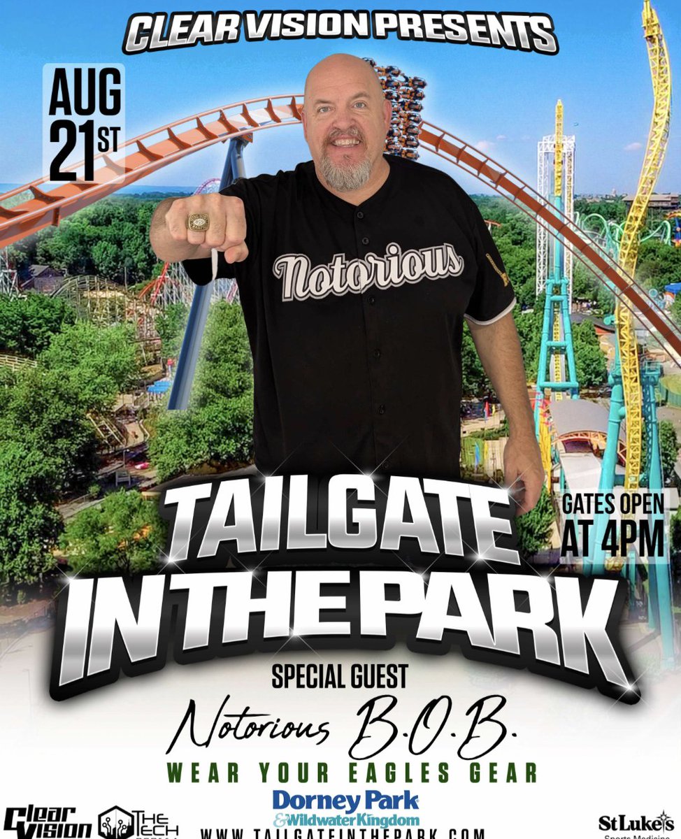 Notorious B.O.B. (@notorious_bob) on Twitter photo 8/21 at <a href="/DorneyParkPR/">Dorney Park</a> Come support the <a href="/Eagles/">Philadelphia Eagles</a> and meet Brandon Graham, myself and others at the Ultimate Tailgate put on by the one and only Clear Vision. Let's go! #ultimatetailgate #clearvision 8/21 at <a href="/DorneyParkPR/">Dorney Park</a> Come support the <a href="/Eagles/">Philadelphia Eagles</a> and meet Brandon Graham, myself and others at the Ultimate Tailgate put on by the one and only Clear Vision. Let's go! #ultimatetailgate #clearvision