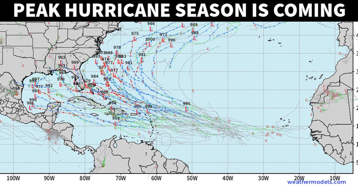 Peak season begins around August 15th and this year that date looks to be the mark. Things are going to get active and we’ll be tracking quite a bit in two weeks or so. Now is the time to make sure your weather sources are helpful not hurtful. Good info keeps you from stress. 😉