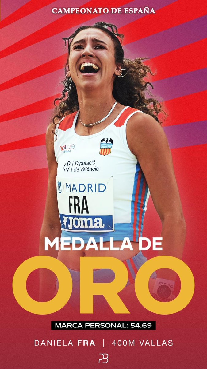 PersonalBest_ES's tweet image. Anoche, @daniela_f_p_ conquistó su tercer 🥇 consecutivo en el #CEatletismo 🙌🏻

Además, rebajó su marca personal hasta ⏱️ 54.69, cada vez más cerca del récord de España 🇪🇸 

Da un paso de gigante para estar en el Mundial de Tokio 🇯🇵