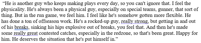 As I wrote in my takeaways piece, Dareke Young just keeps showing up in a big way. Mike Macdonald had a lengthy response regarding what he's seen from #Seahawks fourth-year receiver.

Full takeaways here: emeraldcityspectrum.com/home/takeaways…