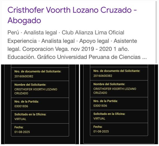 ¿Qué necesidad la de este señor abogado, confeso aliancista, la de revisar constantemente la partida registral de Universitario en pleno proceso antes de la elección de Velazco? . Métase en sus asuntos, por ejemplo que 1190 les debe y han perdido millones en sus derechos tv.