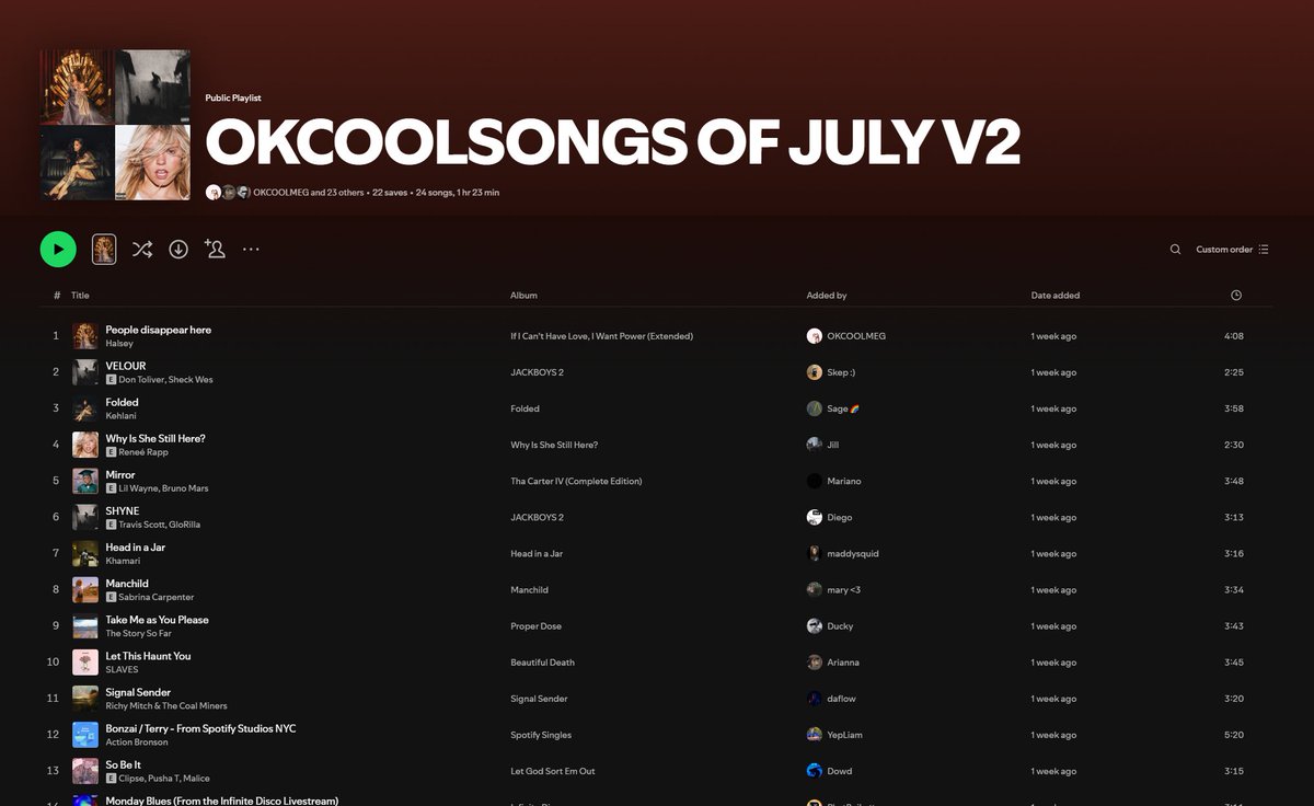LISTENING TO YOUR FAVE SONG OF JULY RIGHT NOW LIVE WOOO , JOIN AND ADD YOUR SONG ! twitch.tv/okcoolmeg