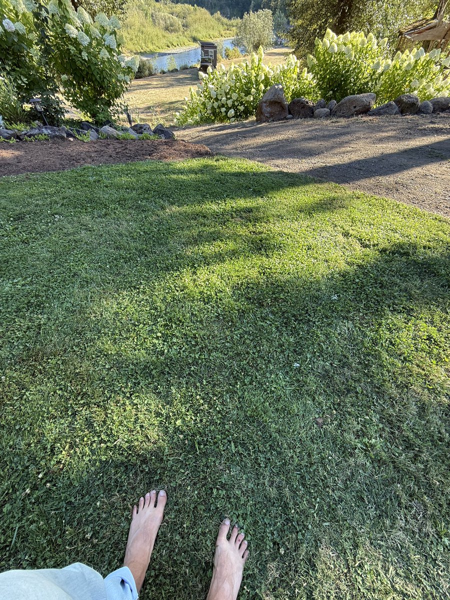 Barefoot in grass with the setting sun in your eyes is the best way to wind down 

A post-grounding dip in the river is always a bonus