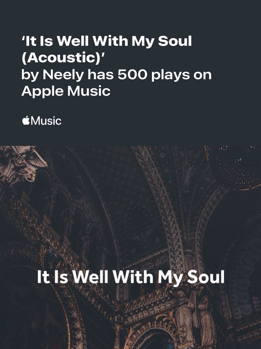 500 plays. One song. One story. — and y’all have been showing up!
Thank you for helping “It Is Well With My Soul (Acoustic)” find its way into people’s hearts and homes.

🕊️ When peace like a river…

🎧 Listen wherever you stream music
👇 song.link/i/1561514801