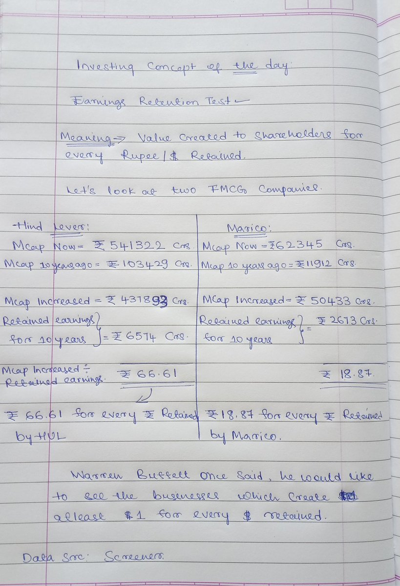 Resharing for new followers. 

Warren Buffett's earnings retention test.
