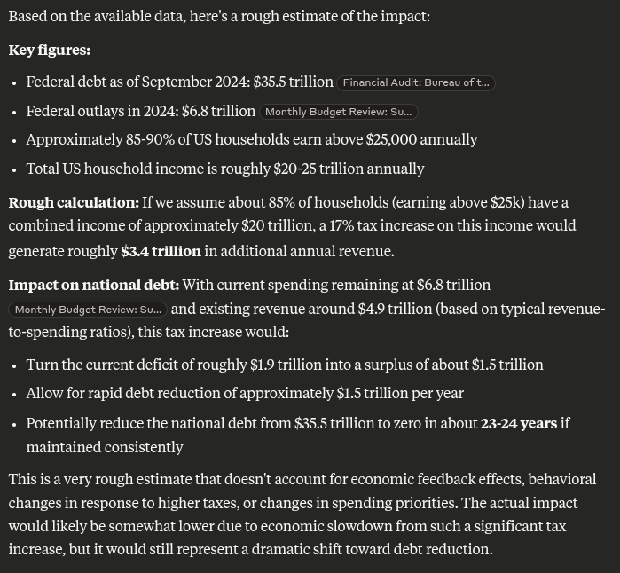 gregrank's tweet photo. Current tariffs average 17% and no matter how you spin it, this is a direct tax on corporations and individuals. These tariffs have no direct effect on the deficit. Now, imagine raising taxes 17% across the board on people earning over $25,000. Estimated impact, assumes 0 tariff: https://t.co/jnbVpmY7dY