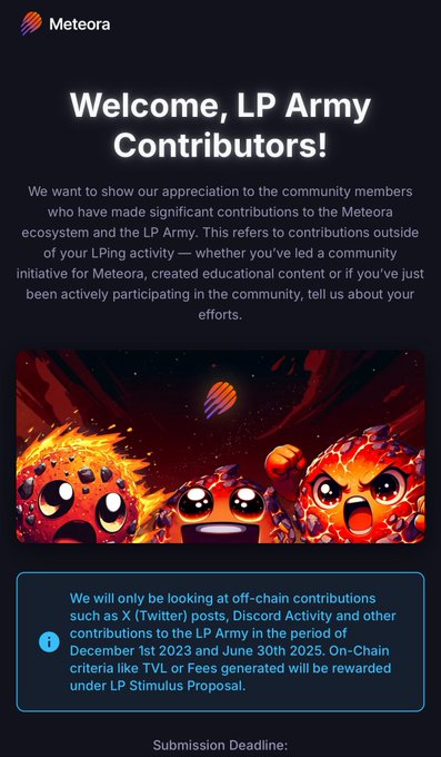 Meteora LP Army Contributors Welcome Image