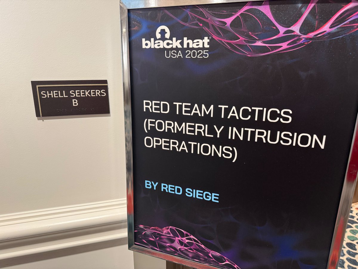 Day 1 of Red Team Tactics in the bag! And we got the best named room at <a href="/BlackHatEvents/">Black Hat</a>!