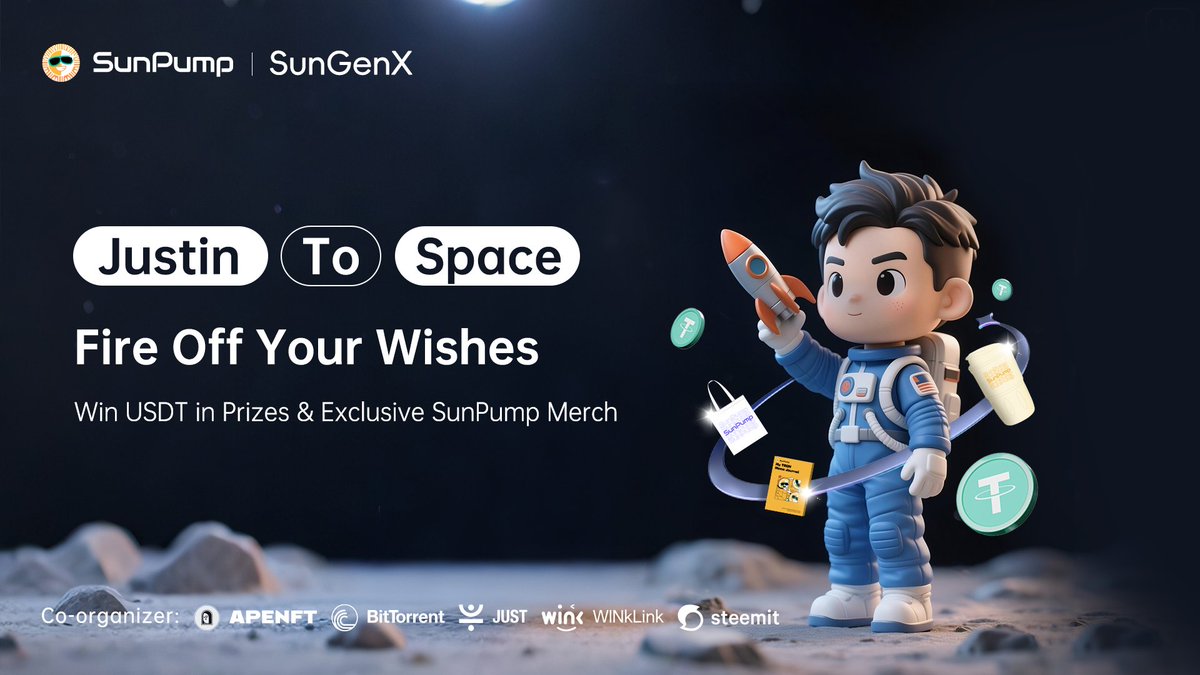SunPump (@sunpumpmeme) on Twitter photo 🚀 All Systems Go! Join us on August 3rd to witness <a href="/justinsuntron/">H.E. Justin Sun 🍌</a>’s historic launch into space!
🌌 Send Justin off with your wildest wishes and stand a chance to win exclusive prizes!
📌 How to Join:
🔹 Post a tweet or screenshot showing “I’m witnessing Justin’s space journey” 🚀 All Systems Go! Join us on August 3rd to witness <a href="/justinsuntron/">H.E. Justin Sun 🍌</a>’s historic launch into space!
🌌 Send Justin off with your wildest wishes and stand a chance to win exclusive prizes!
📌 How to Join:
🔹 Post a tweet or screenshot showing “I’m witnessing Justin’s space journey”