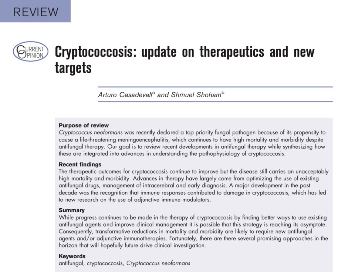 AliSMV7's tweet photo. Cryptococcosis: update on therapeutics and new targets

DOI:10.1097/QCO.0000000000001138 https://t.co/6KSO3xr65f