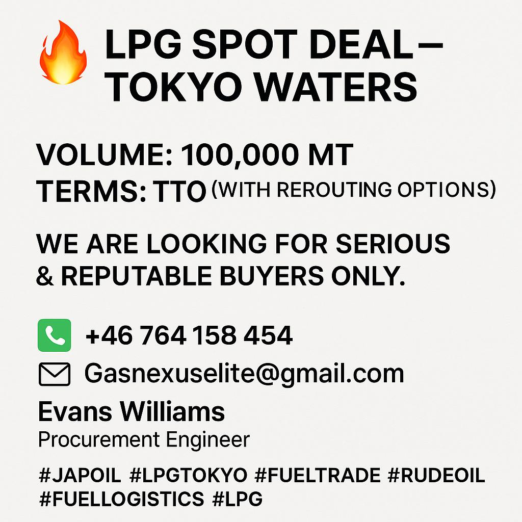 🚢 EN590 10PPM | JET A1 | MAZUT | PETCOKE | ESPO
📍 FOB TTT/TTV – Zhoushan | Jurong | Rotterdam | Houston
🔒 Serious buyers only – DM for SCO
#JetFuel #EN590 #OilTrading #FOB #Commodity
#OilAndGas  #FOB #BulkFuel #Petroleum #CommodityTrading