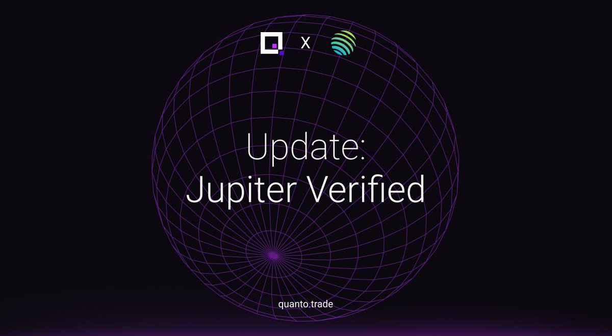 OX.FUN (@oxfunhq) on Twitter photo QTO is now Jupiter Verified
Quanto’s native token, $QTO, just leveled up on Solana’s top DEX aggregator <a href="/JupiterExchange/">Jupiter (🐱, 🐐)</a>.
Trade with capital efficiency on quanto.trade. QTO is now Jupiter Verified
Quanto’s native token, $QTO, just leveled up on Solana’s top DEX aggregator <a href="/JupiterExchange/">Jupiter (🐱, 🐐)</a>.
Trade with capital efficiency on quanto.trade.