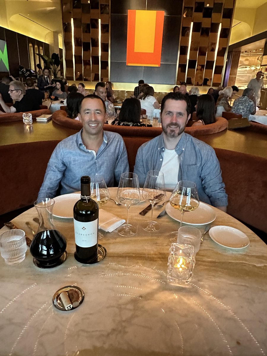 Sipping white burgundy and 2018 Scarecrow, chowing down on sliced hamachi  and wagyu, and sharing war stories with my brother ⁦@Dennis_Porter_⁩.  Dennis has passed more pro-Bitcoin bills in to law than anyone