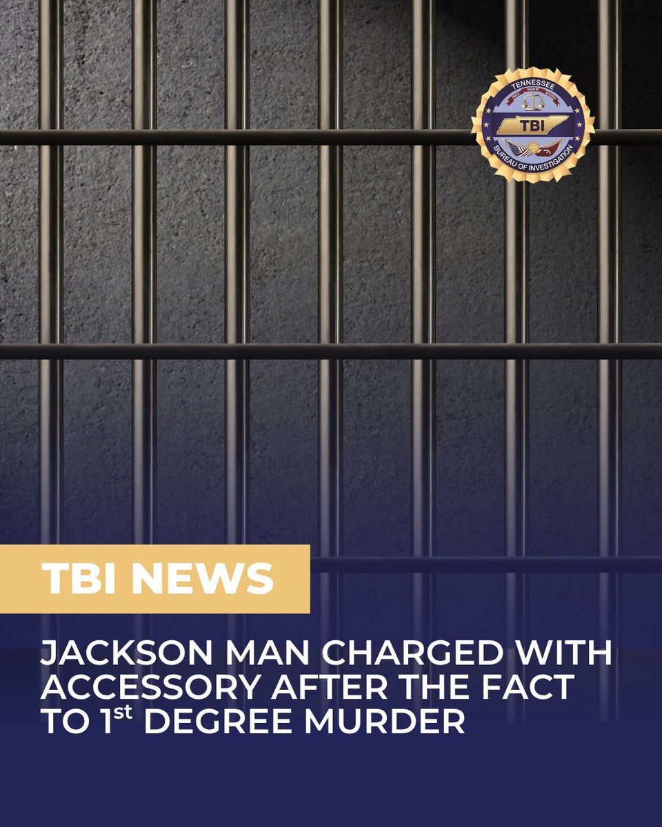 JUST ANNOUNCED: Special Agents with the TBI arrested a second Jackson man Saturday and charged him with Accessory After the Fact to 1st Degree Murder in connection to the ongoing search for Austin Drummond.

For more info: tbinewsroom.com/2025/08/02/jac…