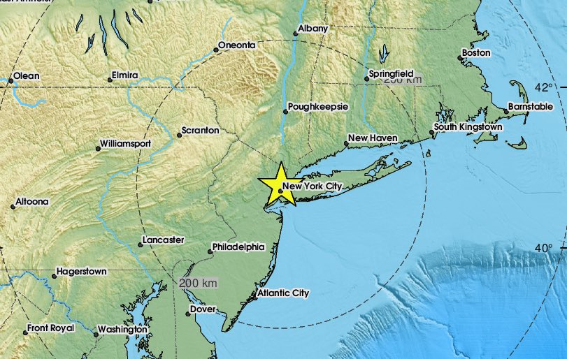 3.0 earthquake strikes New York City area.