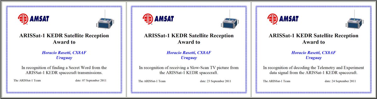 Horacio Rasetti (@cx8af) on Twitter photo Remembering the anniversary of the ARISSat-1 KEDR satellite, some images received and awards received by the team. <a href="/ARISS_Intl/">ARISS - Amateur Radio on the ISS</a> <a href="/issfanclub/">Iss Fan Club</a> #ariss #iss #sstv #amsat #cubesat #cubesats Remembering the anniversary of the ARISSat-1 KEDR satellite, some images received and awards received by the team. <a href="/ARISS_Intl/">ARISS - Amateur Radio on the ISS</a> <a href="/issfanclub/">Iss Fan Club</a> #ariss #iss #sstv #amsat #cubesat #cubesats