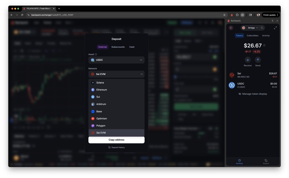 On and off ramp USD <> USDC from <a href="/Backpack/">Backpack 🎒</a> exchange to your wallet on every chain. 

Everything in your <a href="/Backpack/">Backpack 🎒</a>. 

🧱🧱🧱🎒