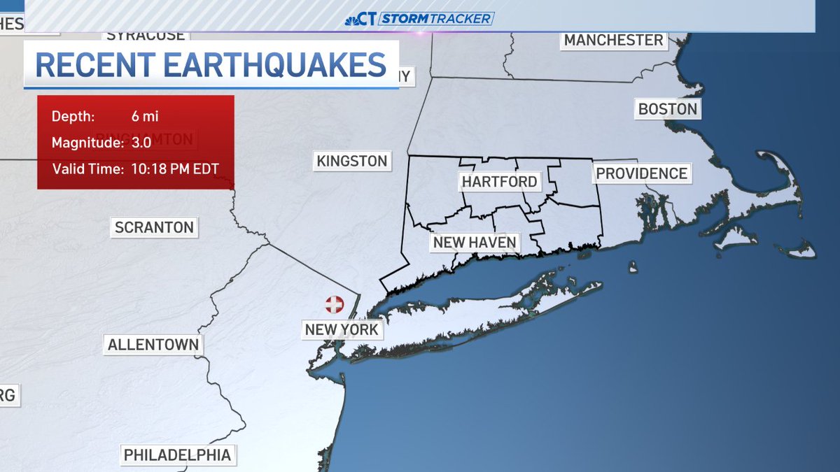 Did you feel it? A 3.0 magnitude earthquake struck Northern New Jersey just before 10:30 tonight. There have been several reports of shaking in southwestern Connecticut. #earthquake #ctwx #nbcct