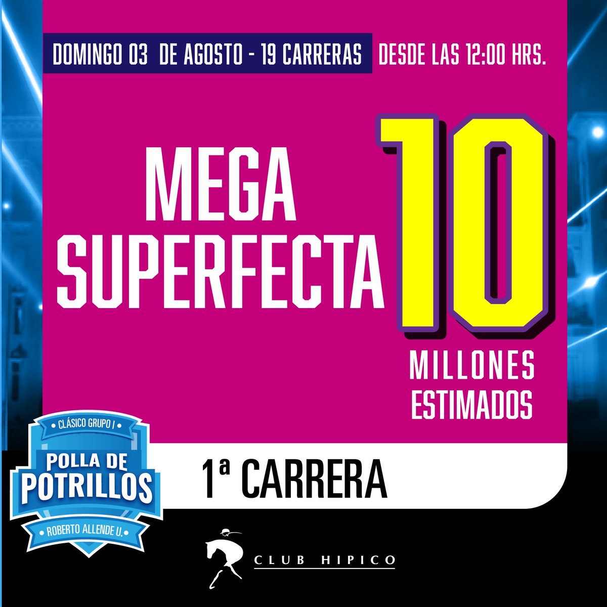 💰 Mañana te esperamos desde las 12 horas con un gran pozo de $10 millones en la Mega Superfecta de la primera carrera.

Estudia el programa en ClubHipico.cl 👀