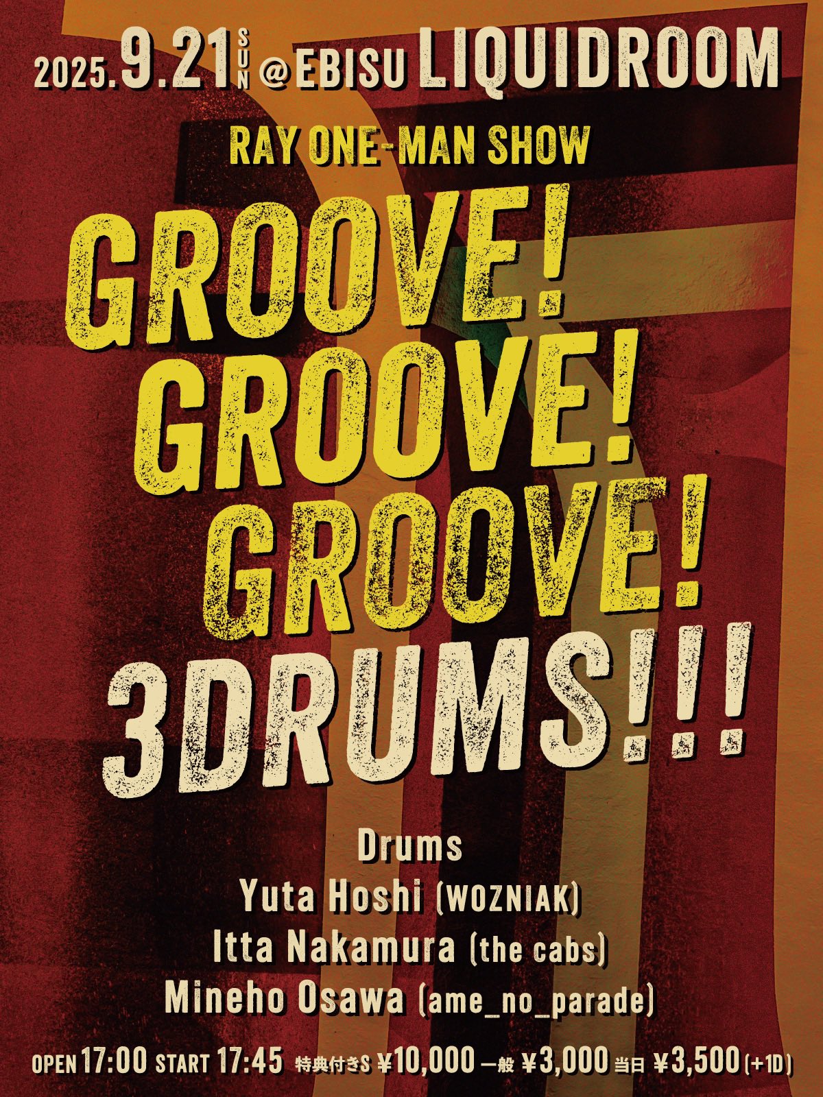 RAY 9/21 3DRUMSワンマン@LIQUIDROOM on X: 